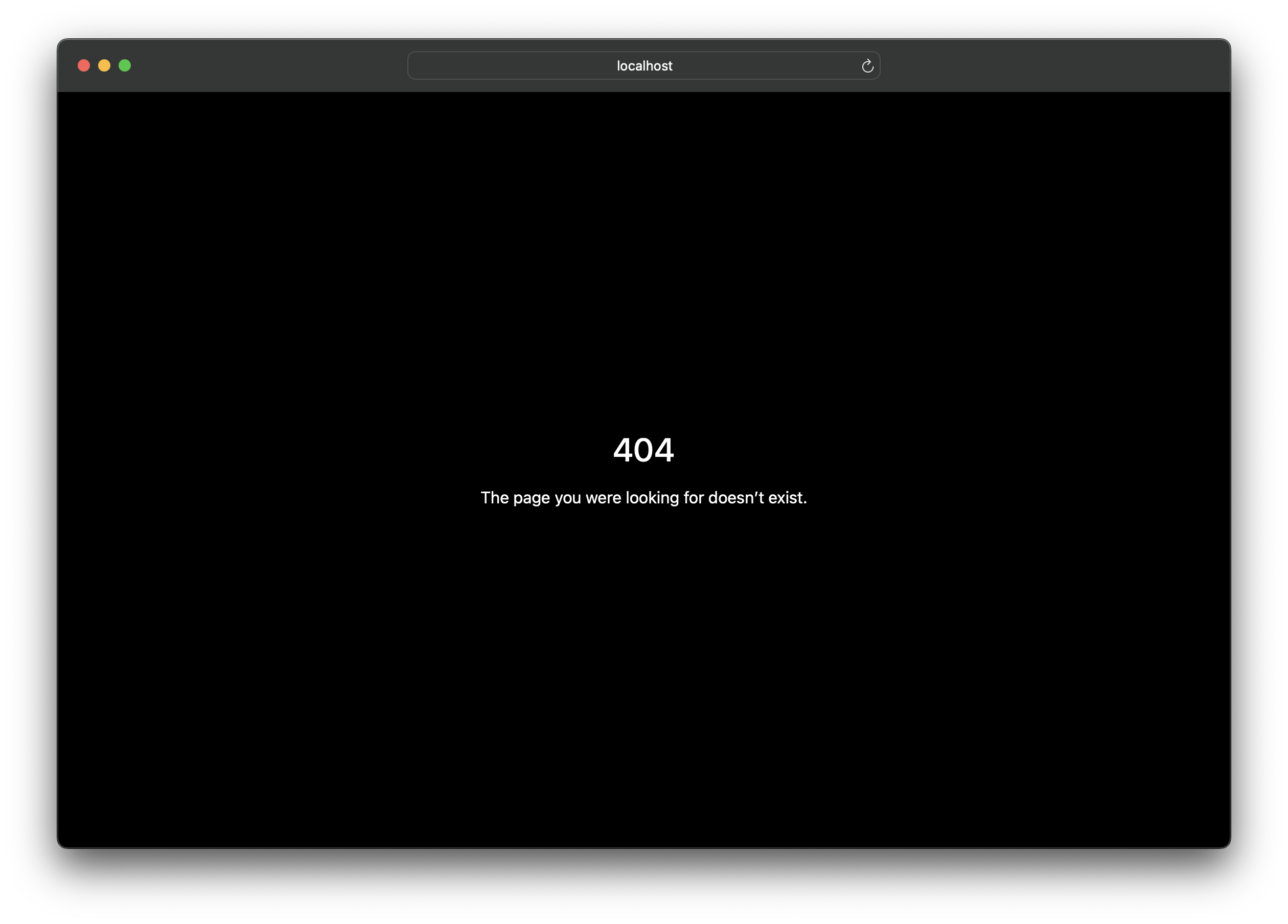 Error 404 screen in dark mode